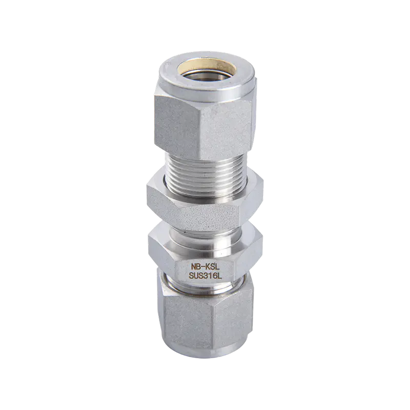 Conector recto de placa pasante de ajuste de compresión de acero inoxidable 316L