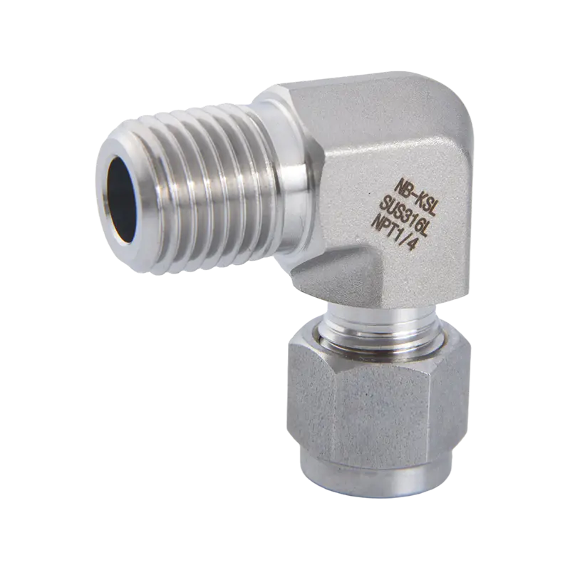 Codo de rosca externa de ajuste de compresión de acero inoxidable 316L