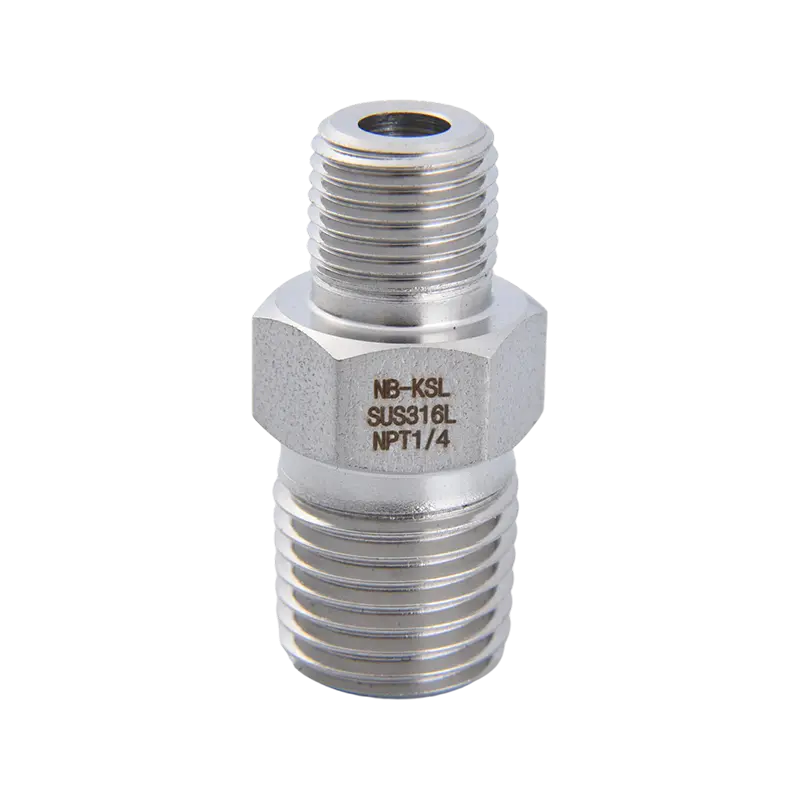 Conector de rosca exterior doble reductor de acero inoxidable 316L