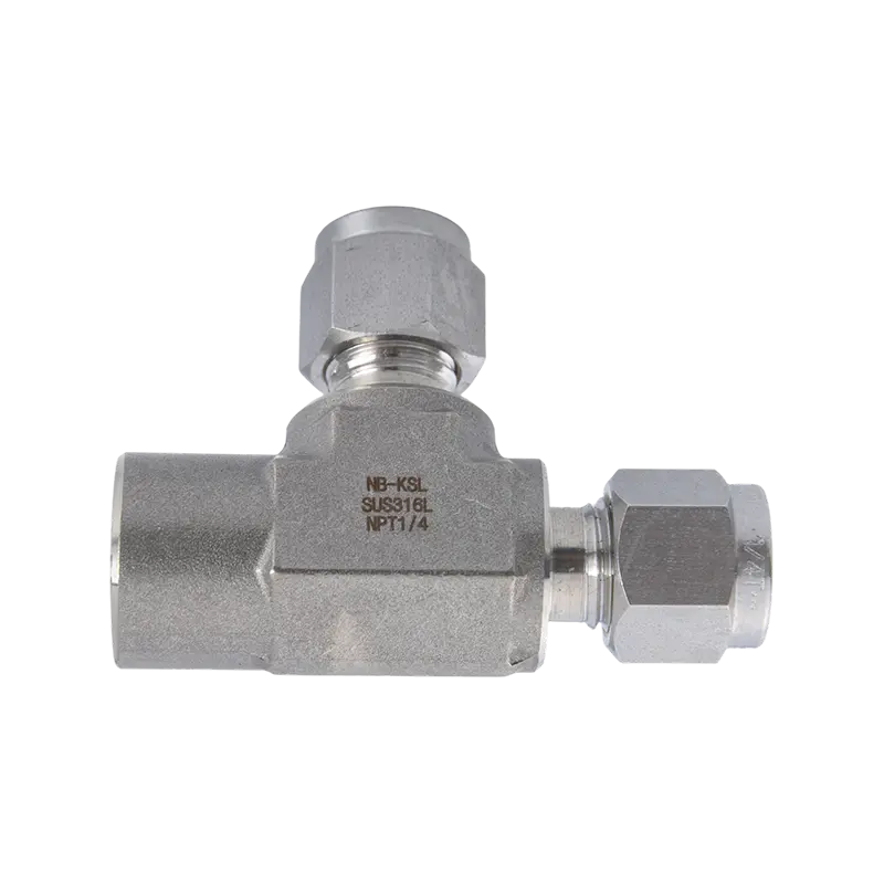 Te lateral de rosca interna de ajuste de compresión de acero inoxidable 316L